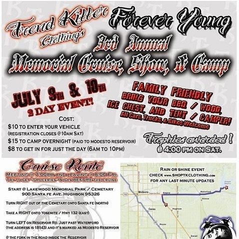 Trend Killer Clothings 3rd Annual "Forever Young" Memorial Cruise, Show and Camp