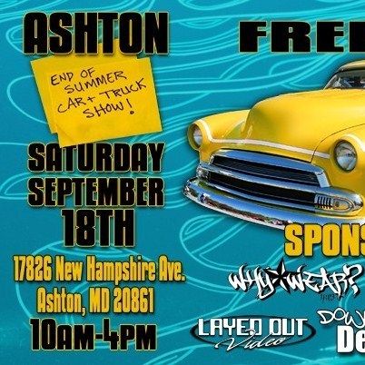 FREE ASHTON CAR &TRUCK SHOW SAT. SEPT 18TH