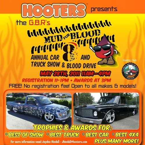 Hooters presents Mud 4 Blood Car Truck Show & Blood Drive